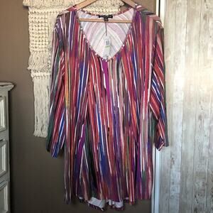 Cable & Gauge Colorful Striped Jersey Knit Blouse